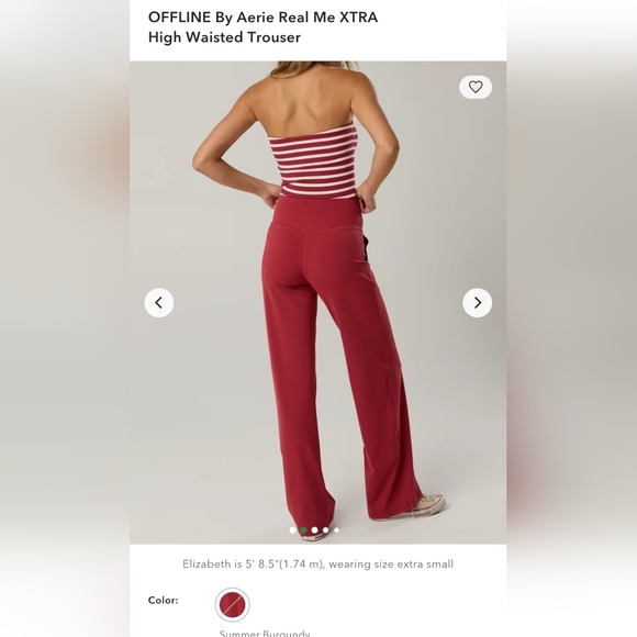 Aerie Real Me XTRA High Waisted Wide Leg Pants - Burgundy - Picture 2 of 6